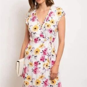 Floral Maxi Dress - Pink and Yellow